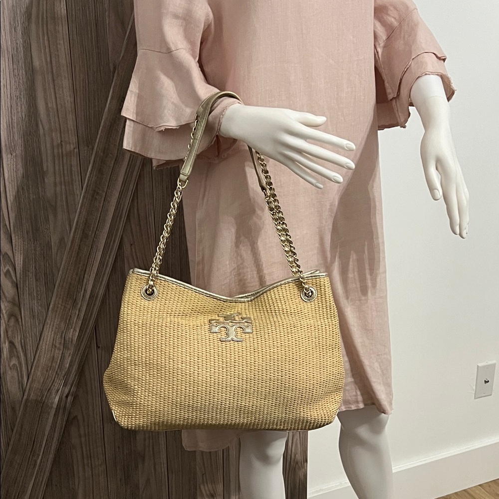 Tory Burch Gold Woven Shoulder Bag